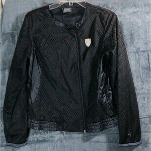 Puma Ferrari Scuderia Womens Medium Mesh Moto Track Jacket Black Full Zip
